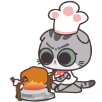 烤东西吃的小猫