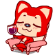 坐在沙发上享受美酒的红狐狸
