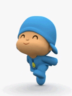 超可爱的蓝帽小人跑步