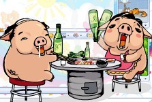 两只小猪胡吃海喝
