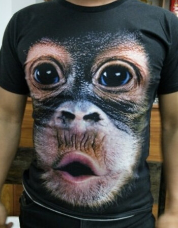 超逼真的3D猩猩T恤，看起来很特别