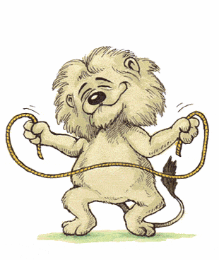 卡通狮子玩跳绳